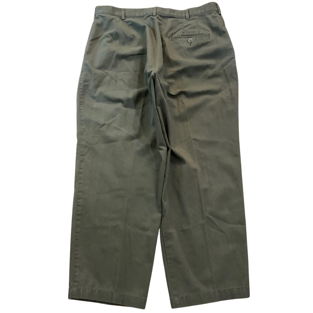 VTG LL Bean Womens 18‎ L27 Petite Pleated Chino Pants Olive Green Cotton Blend